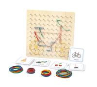 Wooden Geoboard Set - Educational Toy Math Nail Board, Learning Board Geometric Shapes, Includes Pattern Cards and Rubber Bands | Perfect Classroom Activities, Visual Spatial