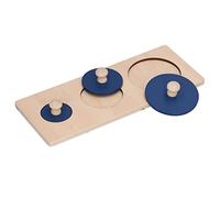 Wooden Geometric Puzzle Board Shape Cognition Toy for Preschool Children, Visual Perception Development Learning Tool (Three round panels)