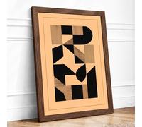 Wooden Geometry Geometric Framed Wall Art Print A2 (59.4×42cm) Walnut, Wall Decor for Living Room, Bedroom, Office & Home, Ready to Hang, Art Gift