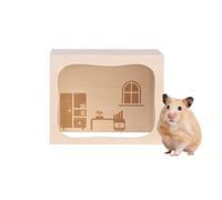 Wooden Gerbil House, Animal Nesting Bed, 11.81 Inch Enrichment Habitat Timber Small Animal, Interactive Climbing Play Activity Center, Chinchilla Ferret Hedgehog Exploration Den Small Habitats