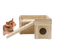 Wooden Gerbil House,Hamster House - Wooden Hamster Hideaway House Camera - Hut for Durable, Eco-Friendly and Entertaining with Fun Ladder Slide to Climb, Co