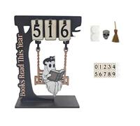 Wooden Ghost Reading Tracker Sign, Books Read This Year Decor,Ghost on a Swing Halloween Decoration,Book Tracker for Home Library Decor (E)