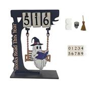 Wooden Ghost Reading Tracker Sign, Books Read This Year Decor,Ghost on a Swing Halloween Decoration,Book Tracker for Home Library Decor (C)