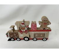 Wooden Gingerbread Train Locomotive Childrens Advent Daily Countdown Calendar 23cm Long