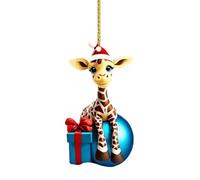 Wooden Giraffe with Ball Christmas Ornaments 2024, Giraffe Ornament Christmas Decoration for Tree, Christmas Tree Hanging Decoration
