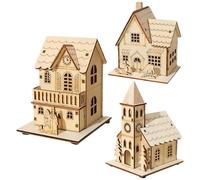 Wooden Glowing Cabin Ornament - 15cm Christmas LED Village House, Handcrafted Pendant, Warm Light Design, Holiday Tabletop Display | Perfect Glowing Decor For Home Living Room Bedroom Entrance Hall