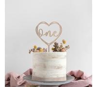 Wooden Gold Heart First 1st Birthday Cake Toppers Age One Kid's Britdhay Party Decors Decoration Double Sided Anniversary Babyborn (Heart)