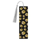 Wooden Gold Lips Print Bookmarks with Tassel for Women,Men,Book Lovers,Page Markers for Students Teachers Reading