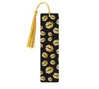 Wooden Gold Lips Print Bookmarks with Tassel for Women,Men,Book Lovers,Page Markers for Students Teachers Reading