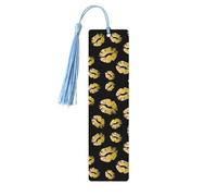 Wooden Gold Lips Print Bookmarks with Tassel for Women,Men,Book Lovers,Page Markers for Students Teachers Reading