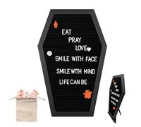 Wooden Gothic Coffin Shaped Message Board, Premium Black Felt Letter Board for Wall Mount or Tabletop Display, Halloween Home Decor, Gothic Bulletin Board