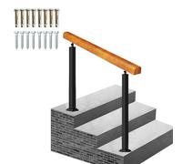 Wooden Grab Bar for Outdoor Stairs, Floor Mounted Railing Kit for Easy Access & Transition on Concrete & Porch Steps