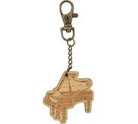 Wooden grand piano keyring key ring with bronze keychain