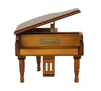 Wooden Grand Piano Music Box with Castle in the Sky Melody | Customizable Musical Boxes for Birthday, Desktop Display, or Collectors | Creative Wood Model Gift, Size 12x14x9cm, Weight 215g