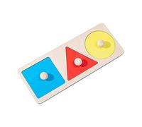 Wooden Grasping Board Toys Shape Color Learning Toy Three Holes Square