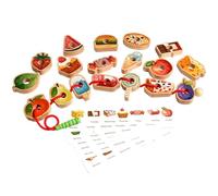 Wooden Greedy Caterpillar Rope Toy,Fruit & Vegetable Caterpillar Lacing Bead String Game,Wooden Montessori Toys,Threading & Stacking,Fine Motor Skills Farm Toys