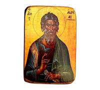 Wooden Greek Christian Orthodox Icon of Saint Andrew - Handmade Religious Wood Icon - 3.5x2.7 in / 9x7 cm / A0