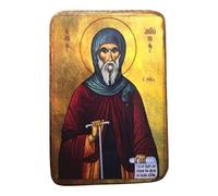 Wooden Greek Christian Orthodox Wood Icon of Saint Antonios Antony / A0