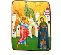 Wooden Greek Christian Orthodox Wood Icon of Saint Irene / A0