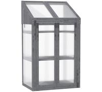 Wooden Greenhouse Cold Frame Grow House w/ Double Door for Flower Grey