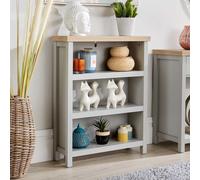 Home Source Avon Low 3 Shelves Bookcase 36mm Thick Top Storage Unit Grey