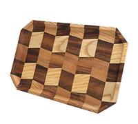 Wooden Grid Pattern Tea Dessert Tray for Home Decor Walnut Wood Serving Plate (34 * 22 Black walnut + ash square plate)