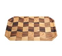 Wooden Grid Pattern Tea Dessert Tray for Home Decor Walnut Wood Serving Plate (38 * 24 Black walnut + ash square plate)