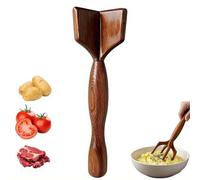 Wooden Ground Beef Masher, Heavy Duty Meat Chopper for Ground Beef,Non-Scratch Hamburger Masher for Nonstick Cookware, Kitchen Meat Tool for Beefs, Turkey, Sausage