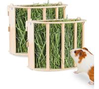 Wooden Guinea Pig Hay Feeder, Wooden Hanging Hay Feeder for Guinea Pigs & Rabbits - Large Volume Hay Rack for Small Pets (2 PCS)