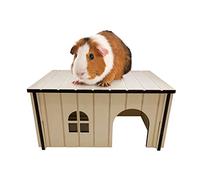 Wooden Guinea Pig House 33x16x24cm | Pet Animal Hide Hideout Ideal For Dwarf Rabbits Tortoise Rats Pygmy Hedgehog | Perfect Nesting Box Slots Together in Seconds (Medium)