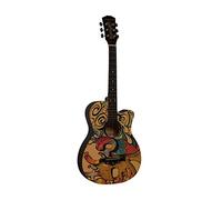 Wooden Guitar 38in Graffiti Pattern High Density Fingerboard Acoustic Guitar for Beginner Music Lover