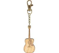 Wooden guitar keyring key ring with bronze keychain