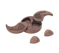 Wooden Guitar Pick Box, 2 Tai Chi Style Guitar Pick Case 6mm Deep Individual Storage Walnut Wood Instrument Plectrum Holder for Guitarists or Store Rings Earrings Beads