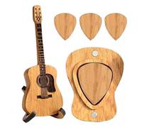Wooden Guitar Pick Box for Acoustic Guitar,Guitar Pick Box | Creative Guitar Pick Case Holder | Guitar Pick Holder with 3 Guitar Picks Container Ran