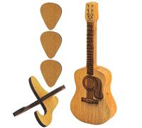 Wooden Guitar Pick Holder with Stand, Personalized Guitar Shape Pick Box, Includes Stand and 3 Picks, a Unique Present for Guitar Lovers