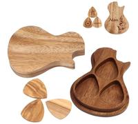 Wooden Guitar Pick Set With Diy Case - 3Pcs, Gift For Guitarist, Customizable Picks And Holder For Dad And Boyfriend