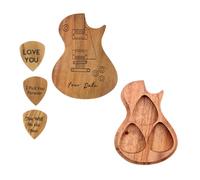 Wooden Guitar Picks, 3 Pack Personalized Guitar Picks with Case, Electric Guitar Pick Case Personalized Holiday Gifts,F