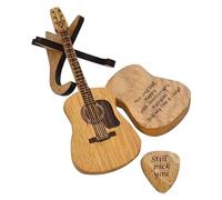 Wooden Guitar Picks and Case, Wooden Guitar Picks, Cool Guitar Accessories - Wooden Picks with Guitar-Shaped Storage Box for Acoustic, Electric, Bass, Ukulele