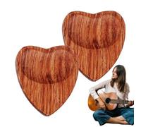 Wooden Guitar Picks, Guitar Picks Heart-Shaped Guitar Picks Non Slip Ukulele Picks - 2pcs Guitar Pick Grips Smooth Guitar Picks for Guitar Picks