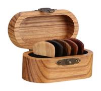 Wooden Guitar Plectrums Holder Set Jewelry Box Wooden Guitar Pick Box with 5Pcs Guitars Picks Acoustic Guitars Boxes Picks Holder
