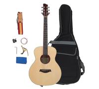 Wooden Guitar Set Folk Acoustic 36 Inch Kids Adult Beginner Musical Instrument with Gig Bag Tuner Strap Strings Spruce Wood Mahogany Back and Sides (Wood Color)