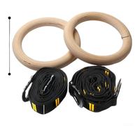 Wooden Gymnastics Rings Set with Adjustable Straps for Full Body Strength Training Stability and Flexibility Development