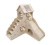 Wooden Habitat for Guinea Pigs, House for Natural Indian Piglets, Two Wooden Refugees for Hamsters, Wooden Chinchillà Hat, Hiding Place with Stairs and Slide, Inner Decorative Refuge