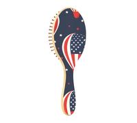 Wooden Hair Brush Balloon Flag Elements Blue Independence Day Paddle Hairbrush For Women Wooden Brush For Hair Growth Natural Wood Brush