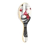 Wooden Hair Brush Black Ice Cream Buffalo Plaid Snowflakes Christmas Paddle Hair Brush Wooden Wooden Brush For Hair Brush For Natural Hair