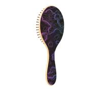 Wooden Hair Brush Blue and Purple Gradient Lines Technological Sense Paddle Brush For Fine Hair Wooden Brush For Hair Hair Massage Brush