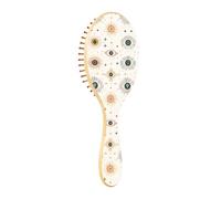 Wooden Hair Brush Boho Evil Eyes Pastel White Magic Paddle Hair Brush Wooden Wooden Hair Brushes For Women Natural Hair Brush