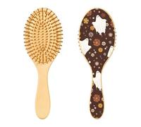 Wooden Hair Brush Boho Halloween Spooky Devil Florals Paddle Brush for Fine Hair Wood Hair Brushes for Women Natural Hair Brush