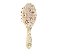 Wooden Hair Brush Brown Newspaper Elements Paddle Brush For Natural Hair Wood Hair Brushes For Women Wooden Massage Hair Brush