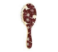 Wooden Hair Brush Burgundy Dinosaur Buffalo Plaid Snowflakes Christmas Wood Paddle Hair Brush Wood Hair Brushes For Women Wooden Message Brush